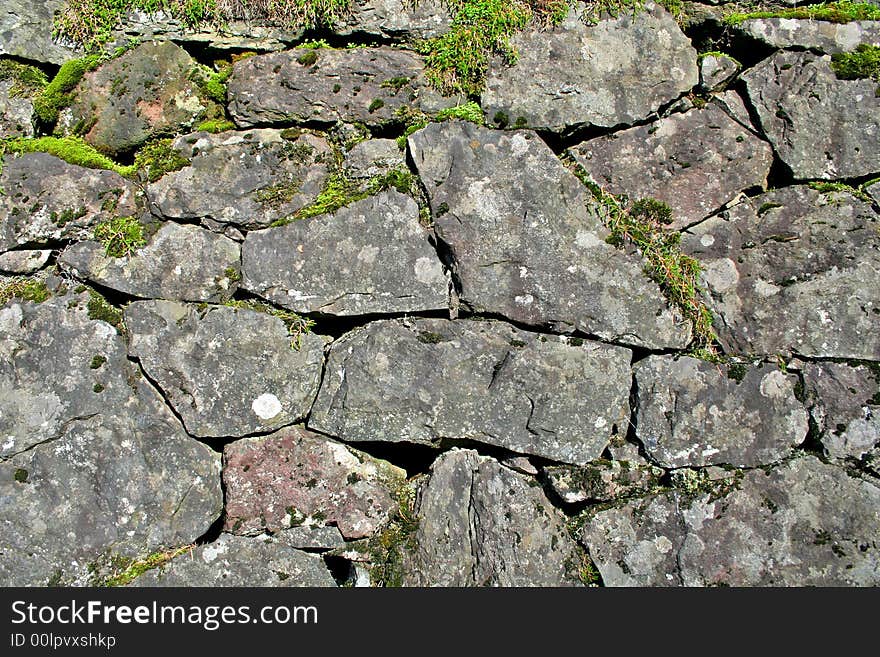 Rich lush northwestern moss and folliage covers an aged rock retention wall at the Oregon coast tourist attraction of Multnomah Falls. Rich lush northwestern moss and folliage covers an aged rock retention wall at the Oregon coast tourist attraction of Multnomah Falls.