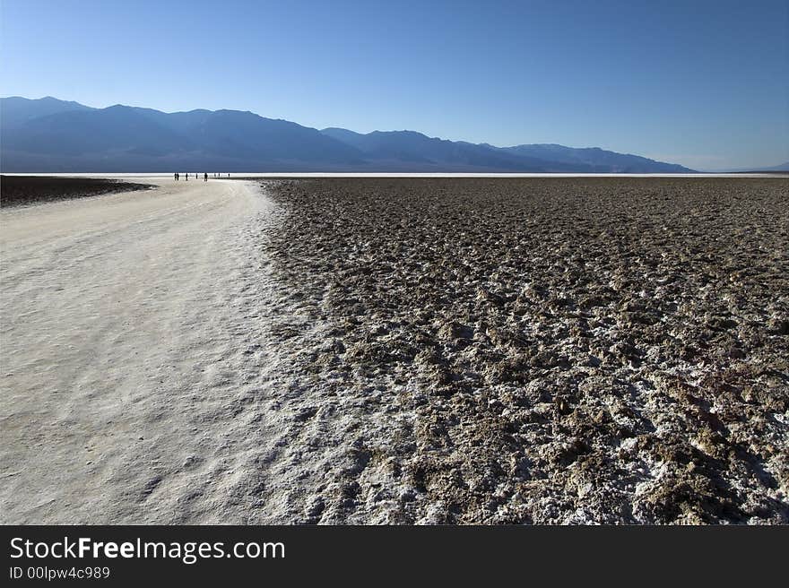 Road to Death valley and mountains in the distance. Road to Death valley and mountains in the distance