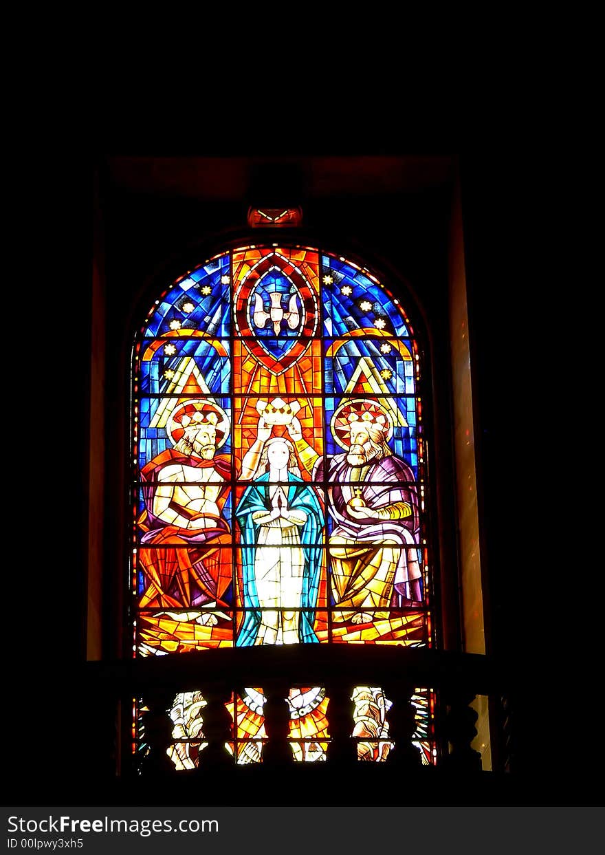 A beautiful window inside a catholic curch. A beautiful window inside a catholic curch