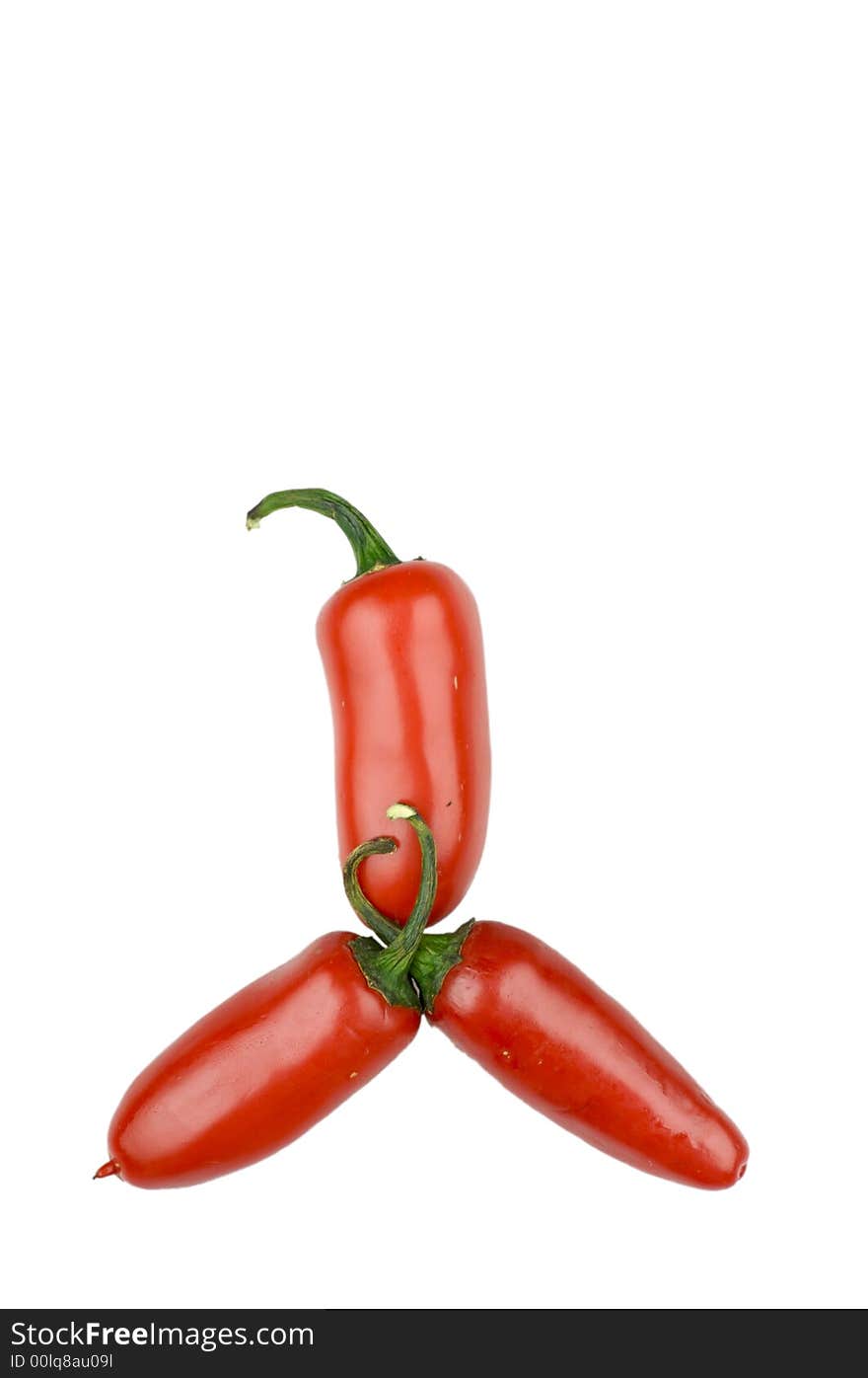 Hot chili peppers on white back ground