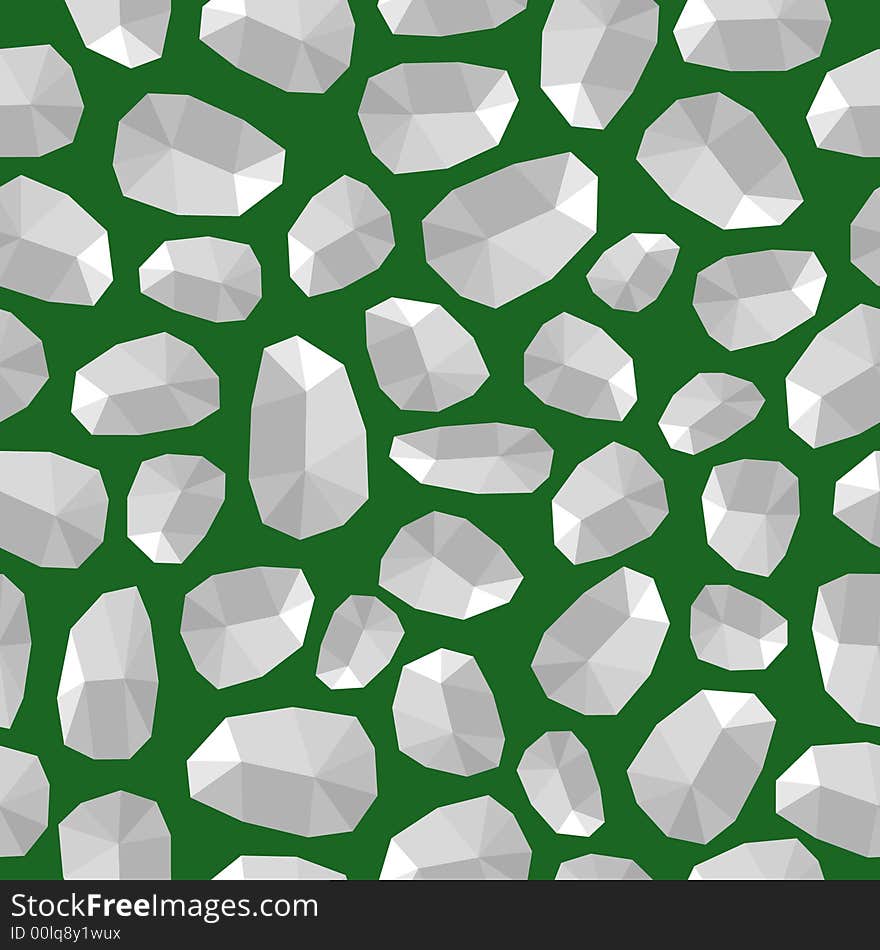 Seamlessly vector wallpaper with crystals on green