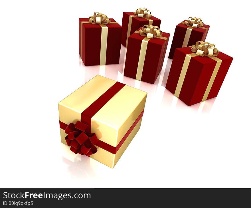 Group of gift box on white