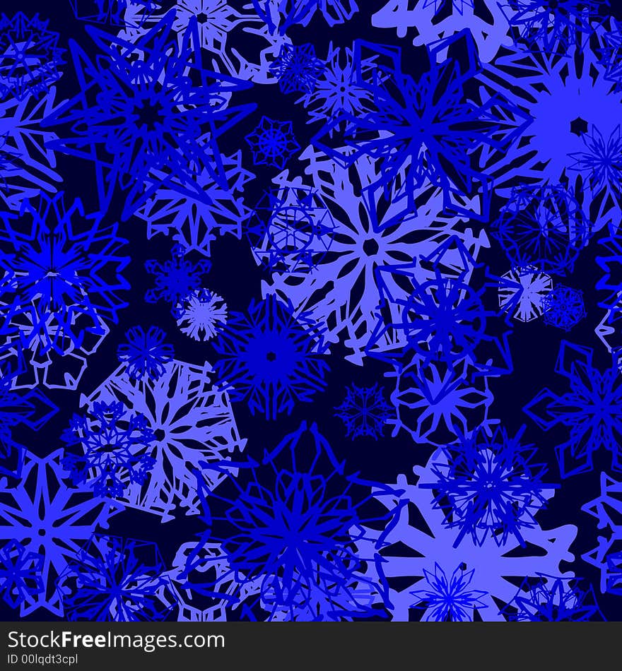 Seamless vector wallpaper with 3D snowflakes