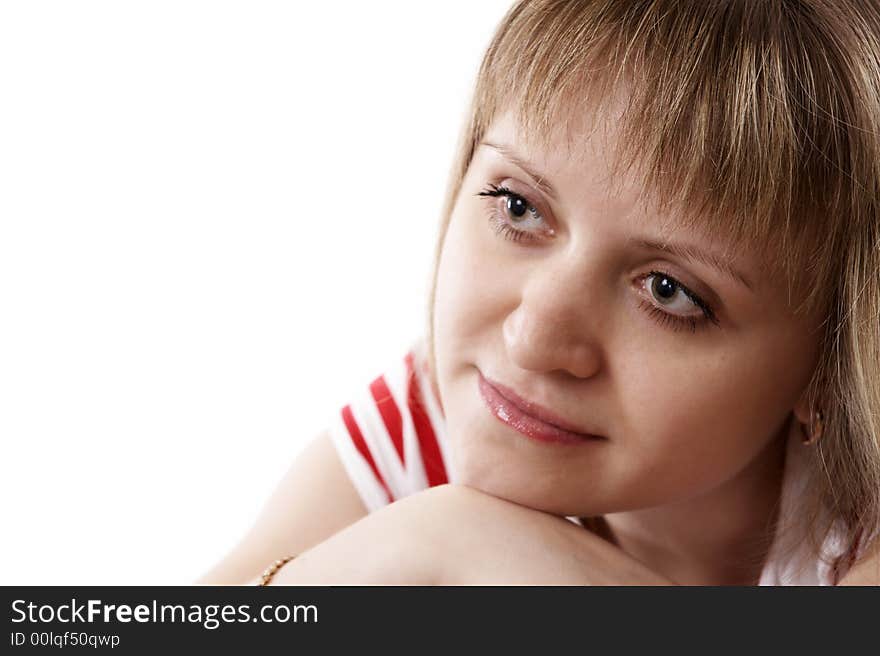 Portrait of a young woman isolated on white