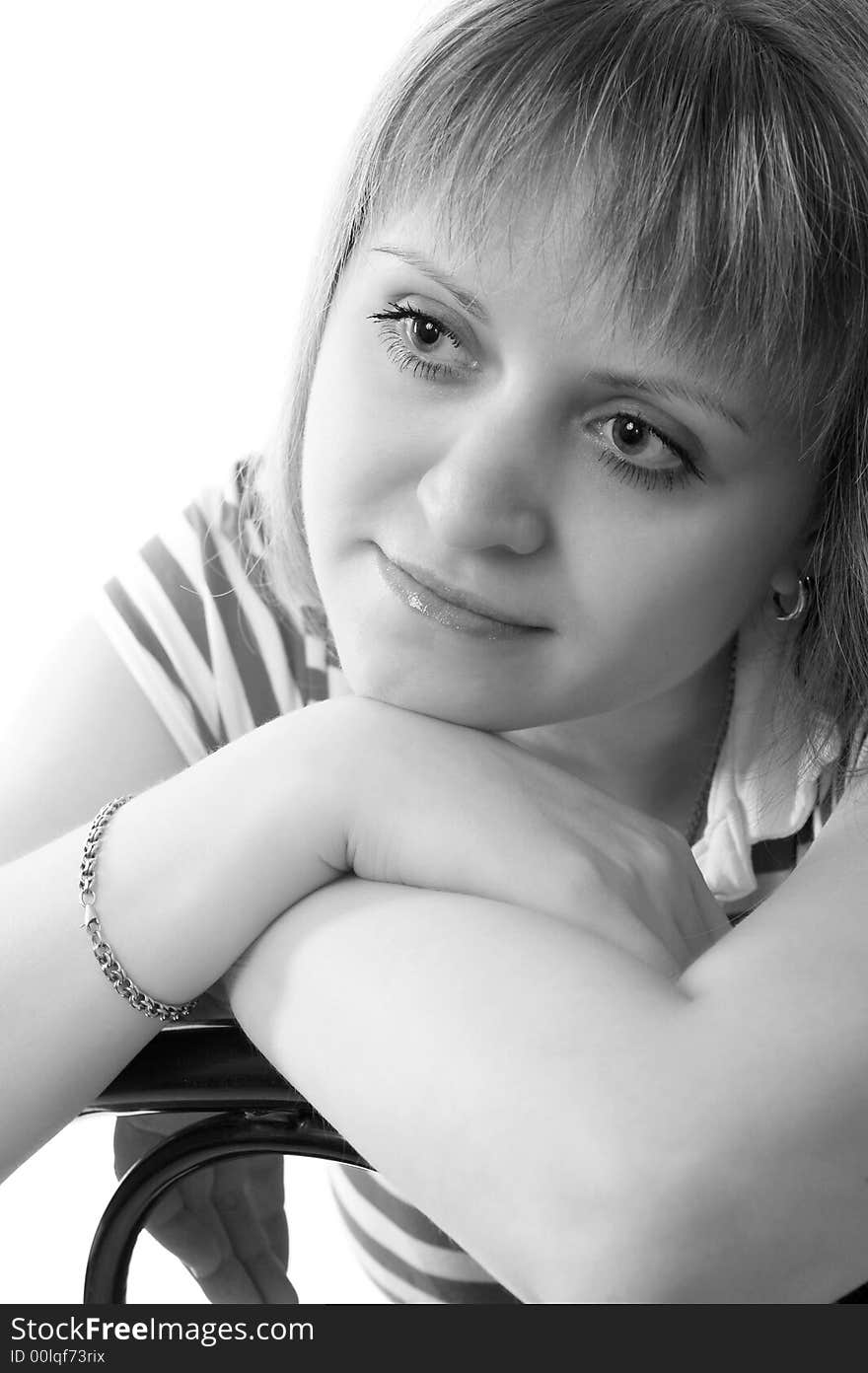 Portrait of a young woman isolated on white