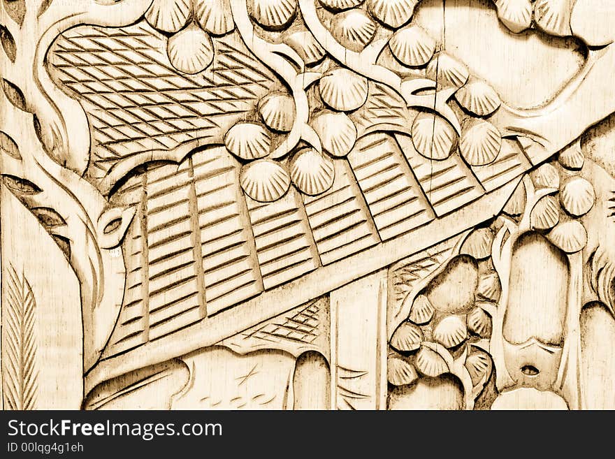 Antique high detail wood background with symbolic carvings. Antique high detail wood background with symbolic carvings.