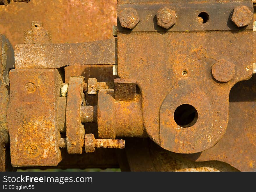 Old rusty steam train wheels