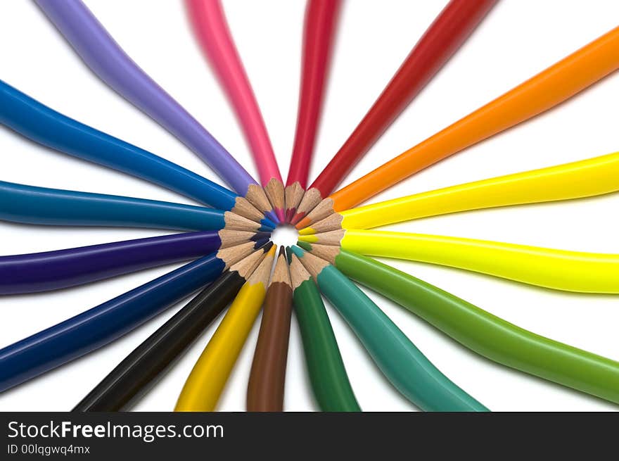 Abstract color pencils on white background. Abstract color pencils on white background