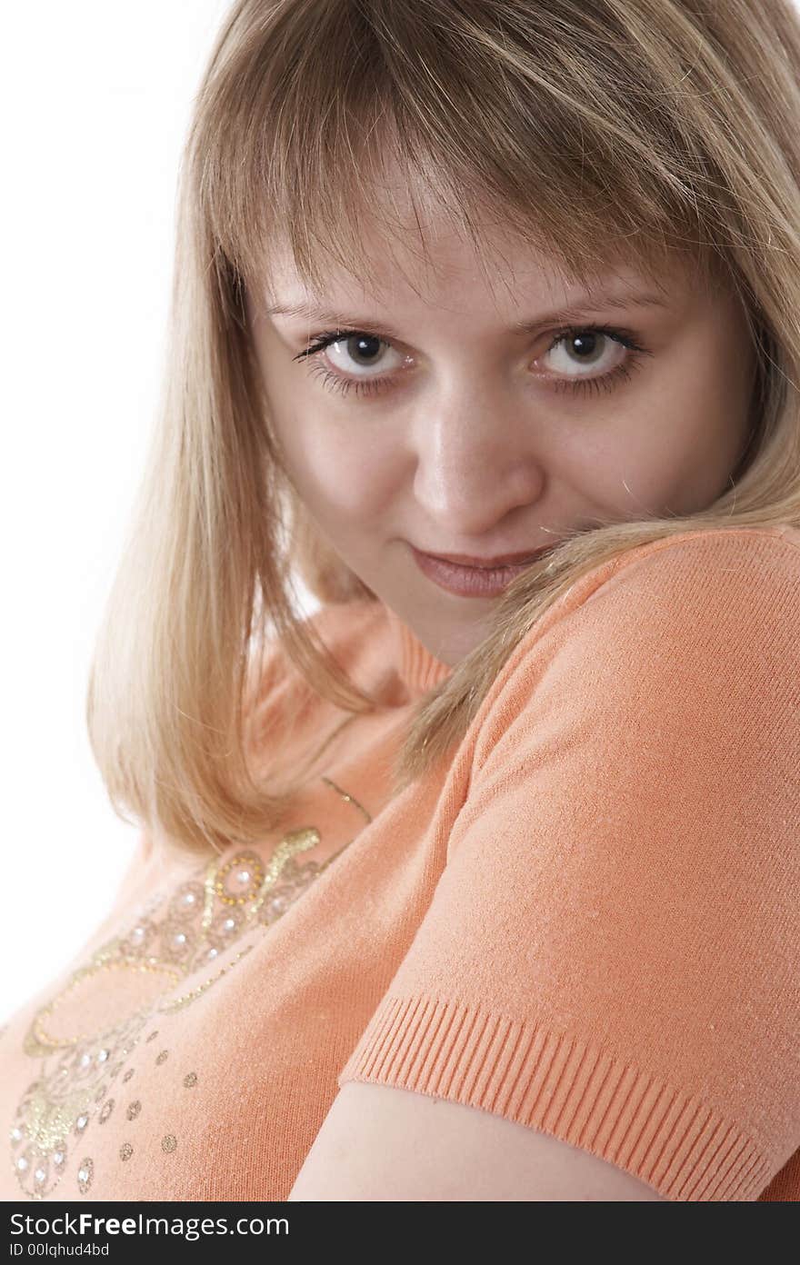 Portrait of a young woman isolated on white