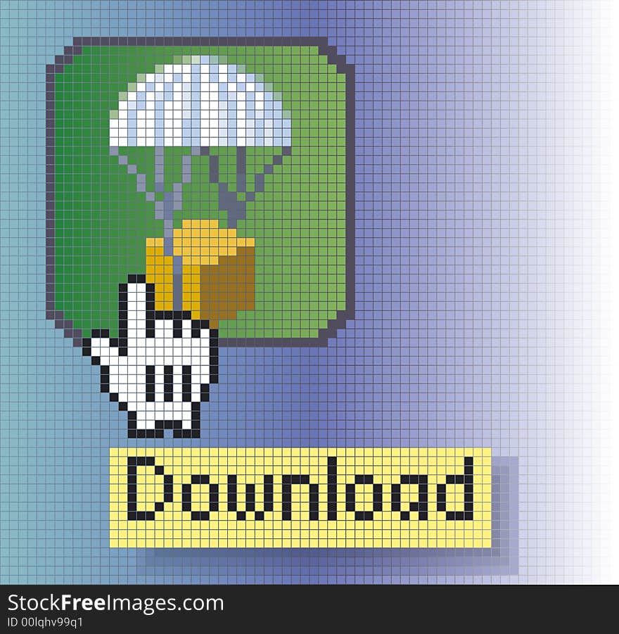 The cursor pointing at the download icon. The cursor pointing at the download icon.