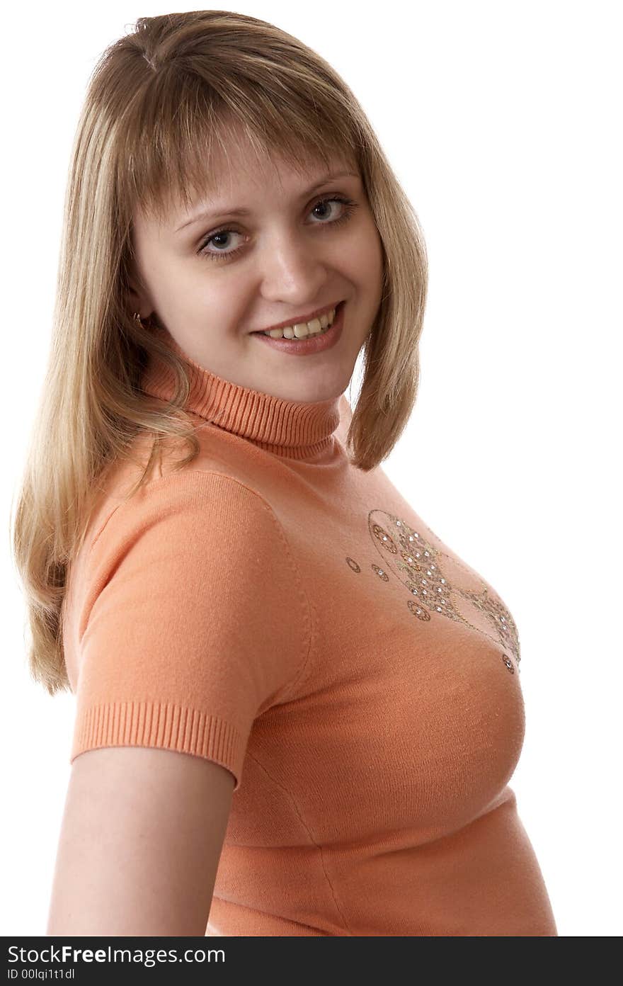 Portrait of a young woman isolated on white