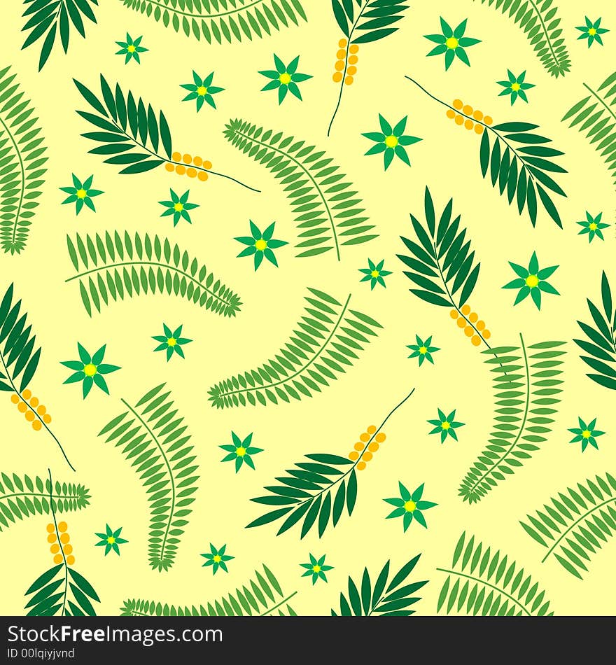 Seamlessly vector wallpaper with green foliage. Seamlessly vector wallpaper with green foliage