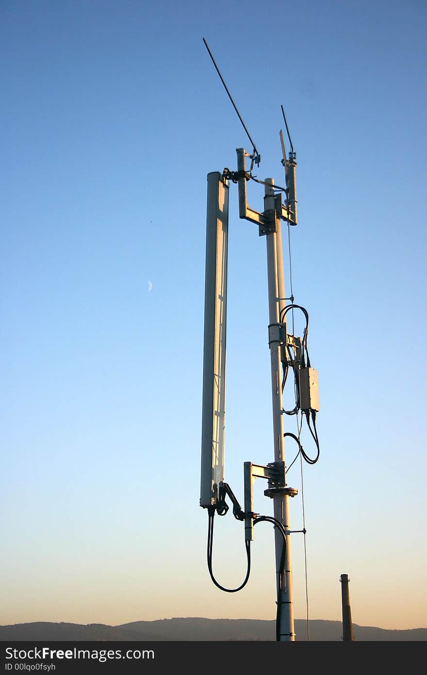 Mobile network antenna on the roof of Kragujevac city building, Serbia. Mobile network antenna on the roof of Kragujevac city building, Serbia