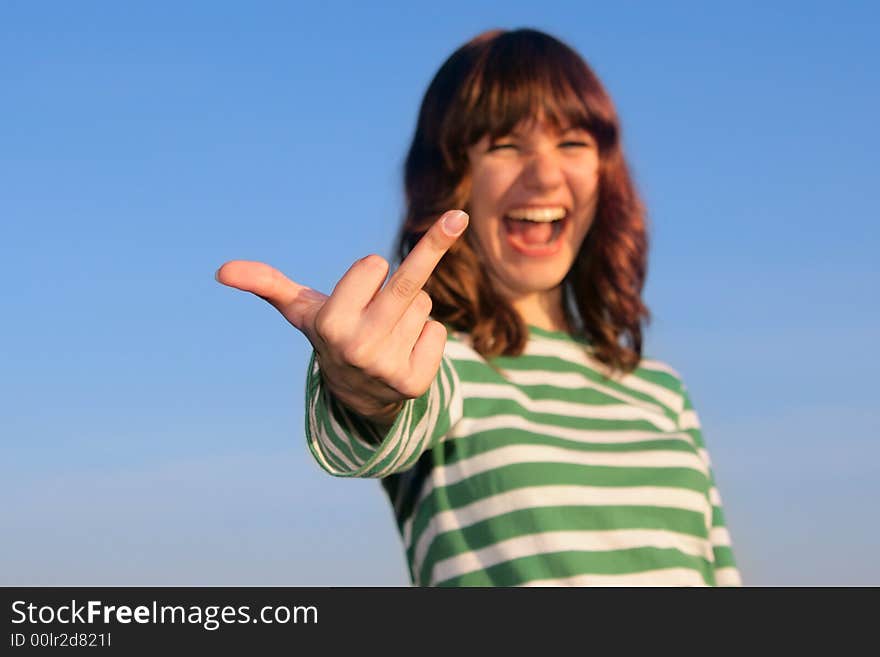 Young Girl Show Gesture