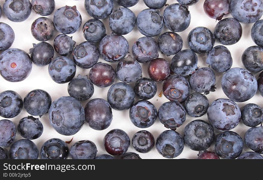 Natural fresh blueberries on the white background