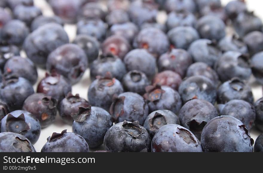 Natural fresh blueberries on the white background