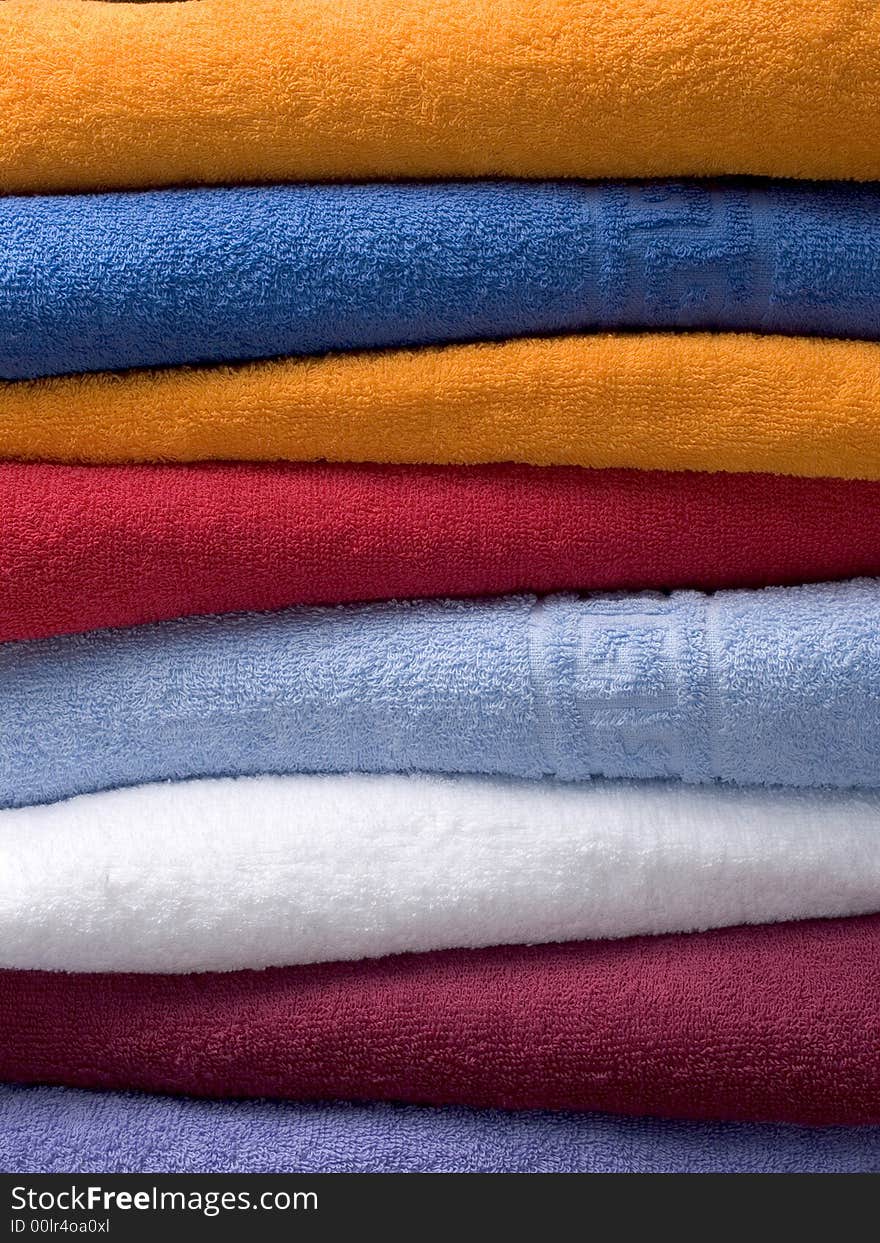 Pile of color the towels.