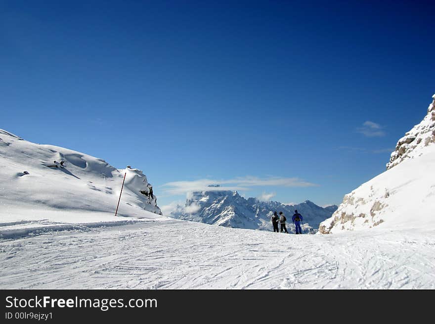 Mountains under the snow in the winter