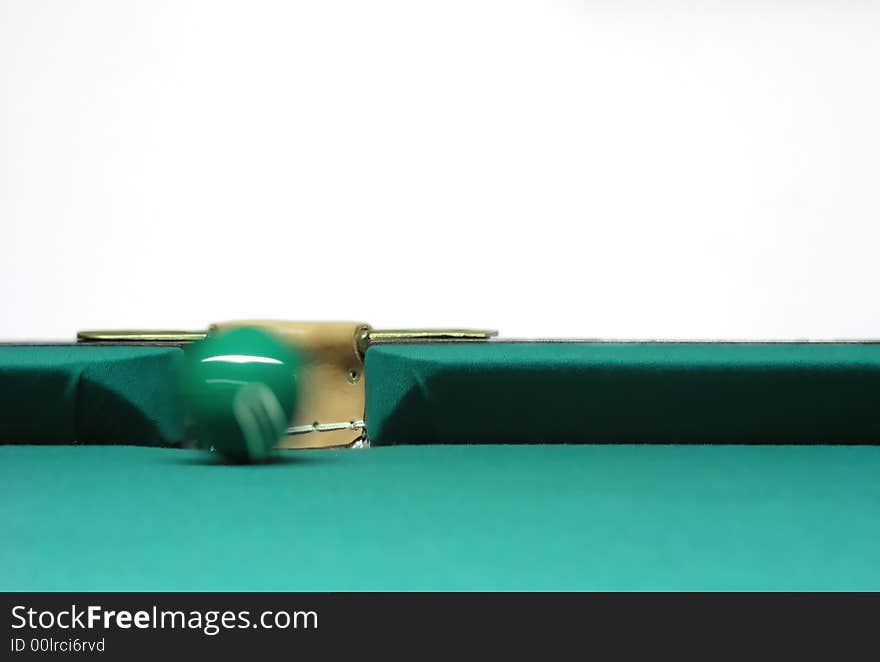 Snooker ball near side pocket isolated