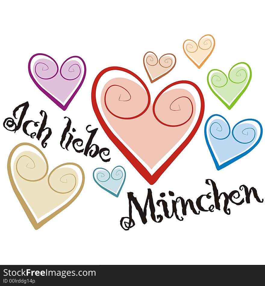 Art illustration: i love munich