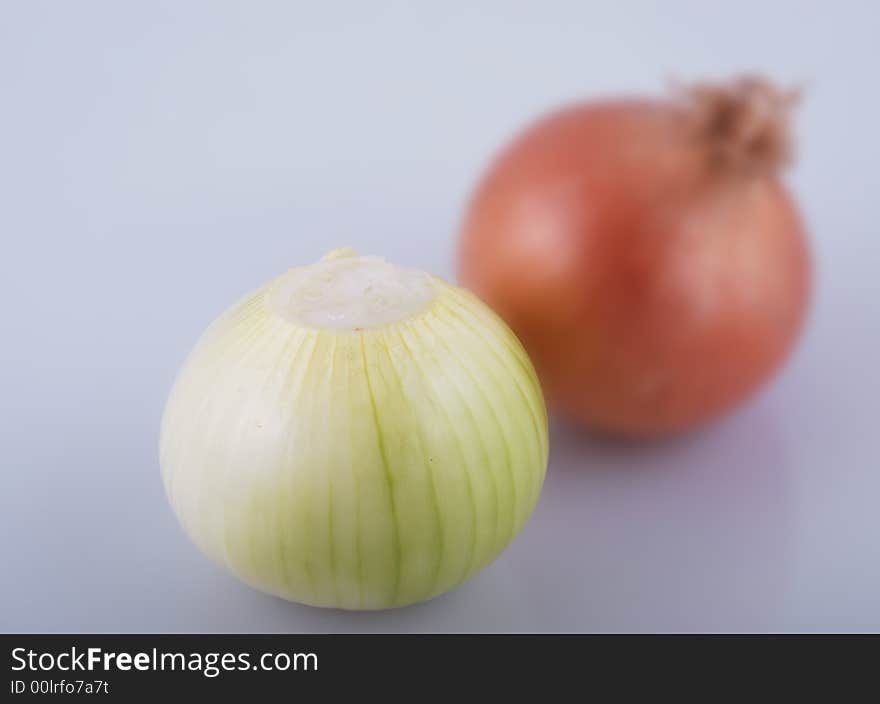 A few onion on bright background