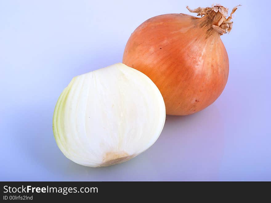 A few onion on bright background