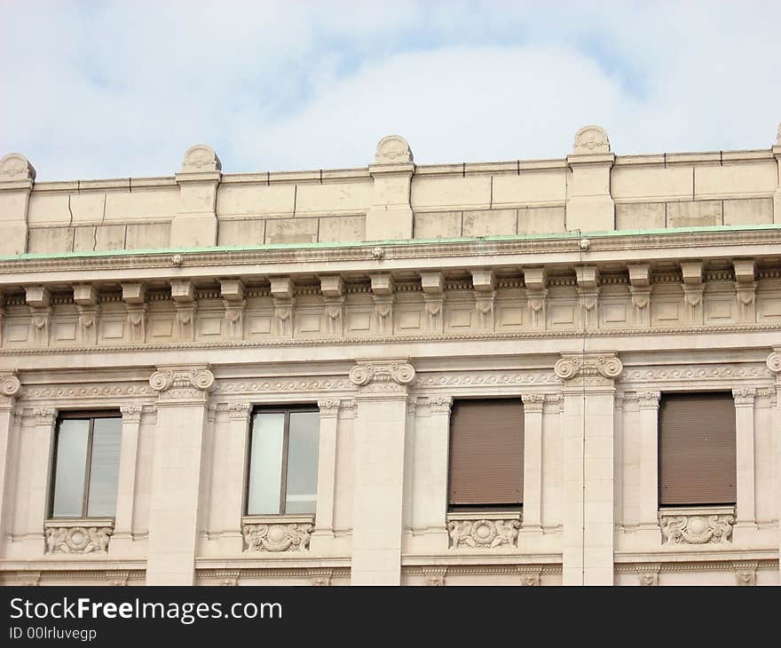 A part of an old building in Milan with windows. A part of an old building in Milan with windows