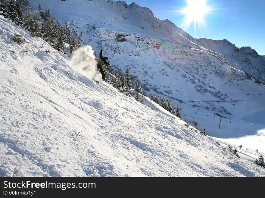 Funny time on the ski-track in swiss Alps. Funny time on the ski-track in swiss Alps