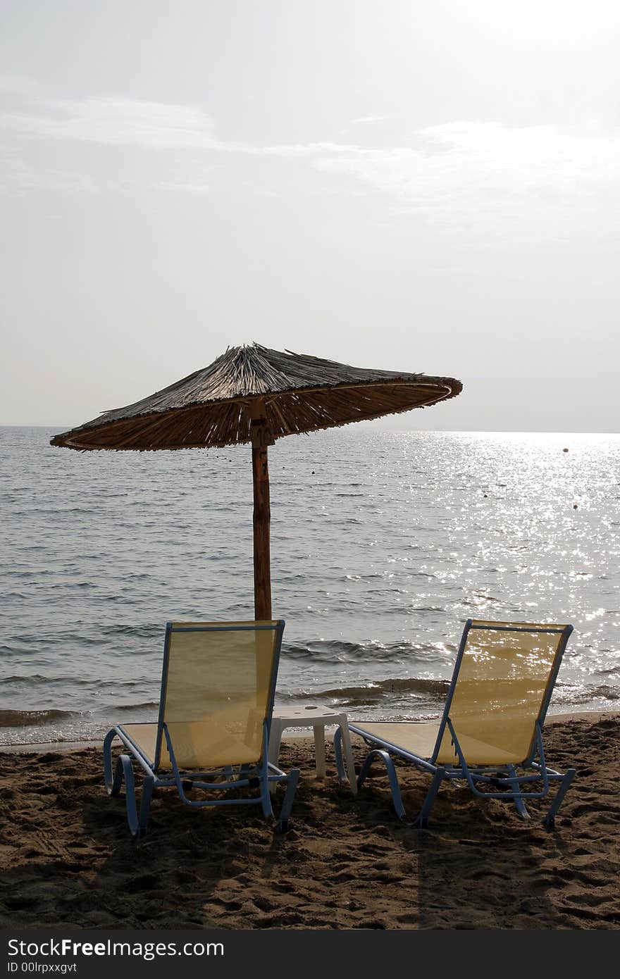 Sunset at the beach in greece