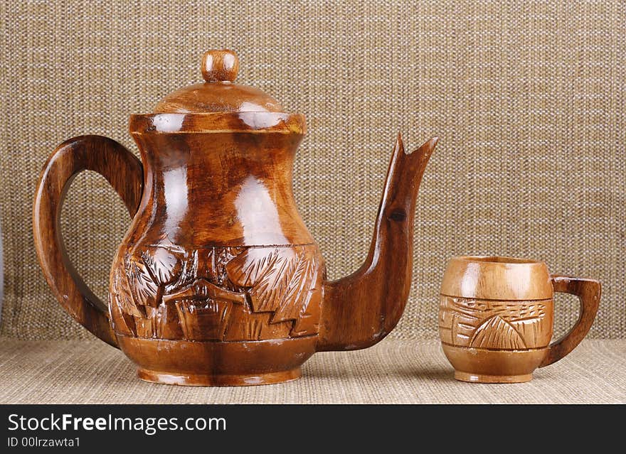 Wooden design of tea cup or coffee. Wooden design of tea cup or coffee.