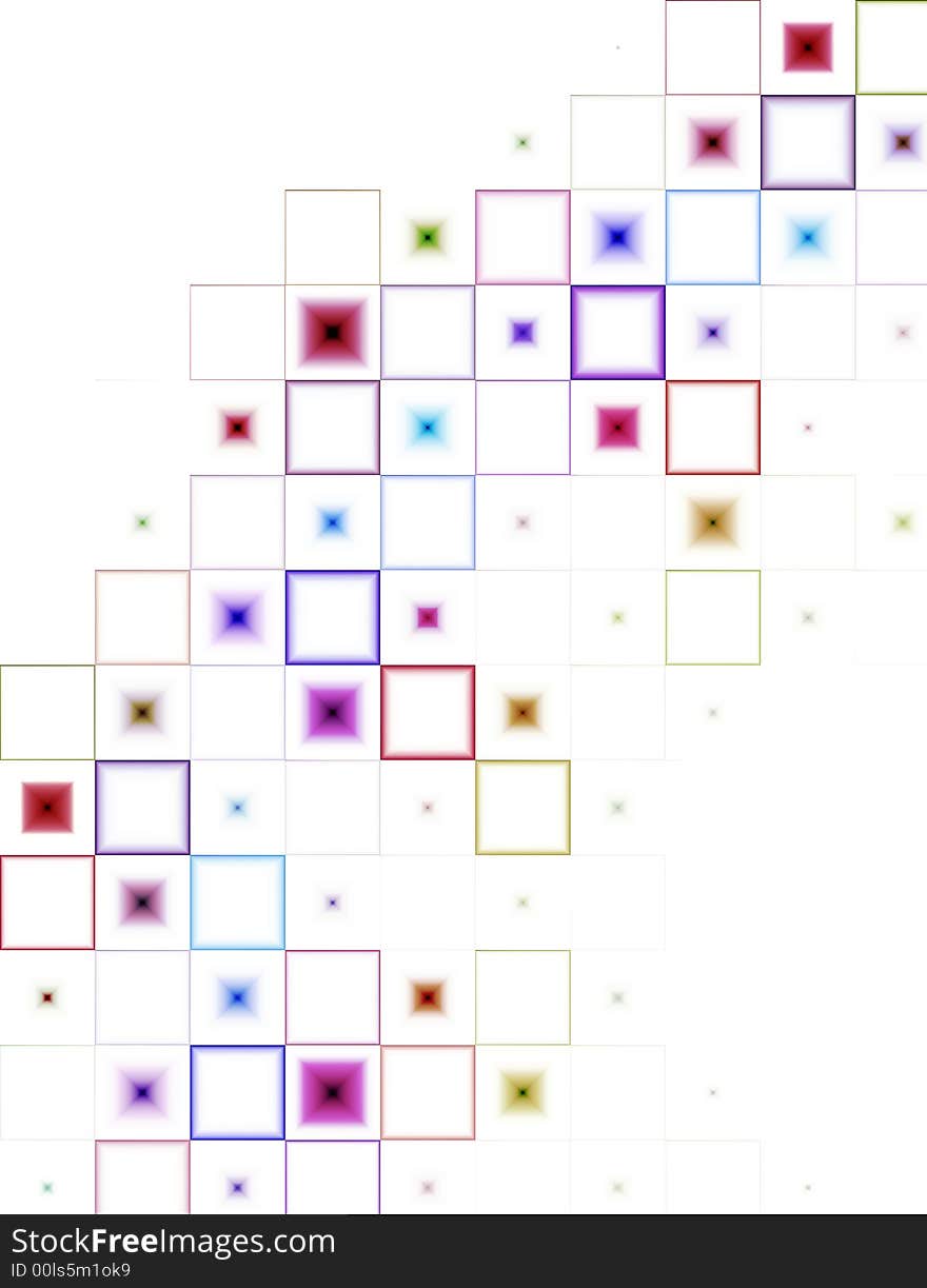 Abstract multicolored tile with white background.  Multicolored stars in center of tiles.