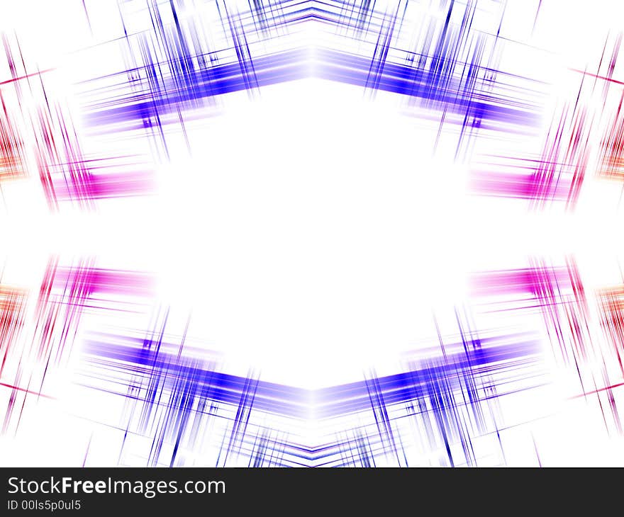 Abstract plaid background.  Blue pink and orange surround white copy center.