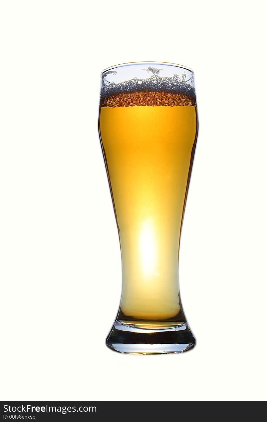 Barmy beer over white background