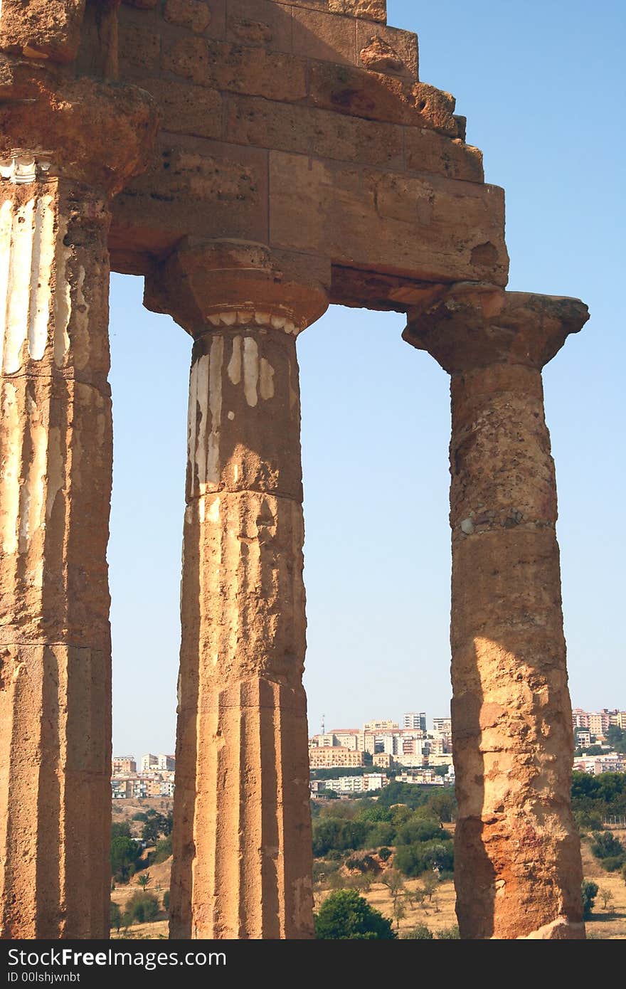 Ancient building in Agridjento at summer