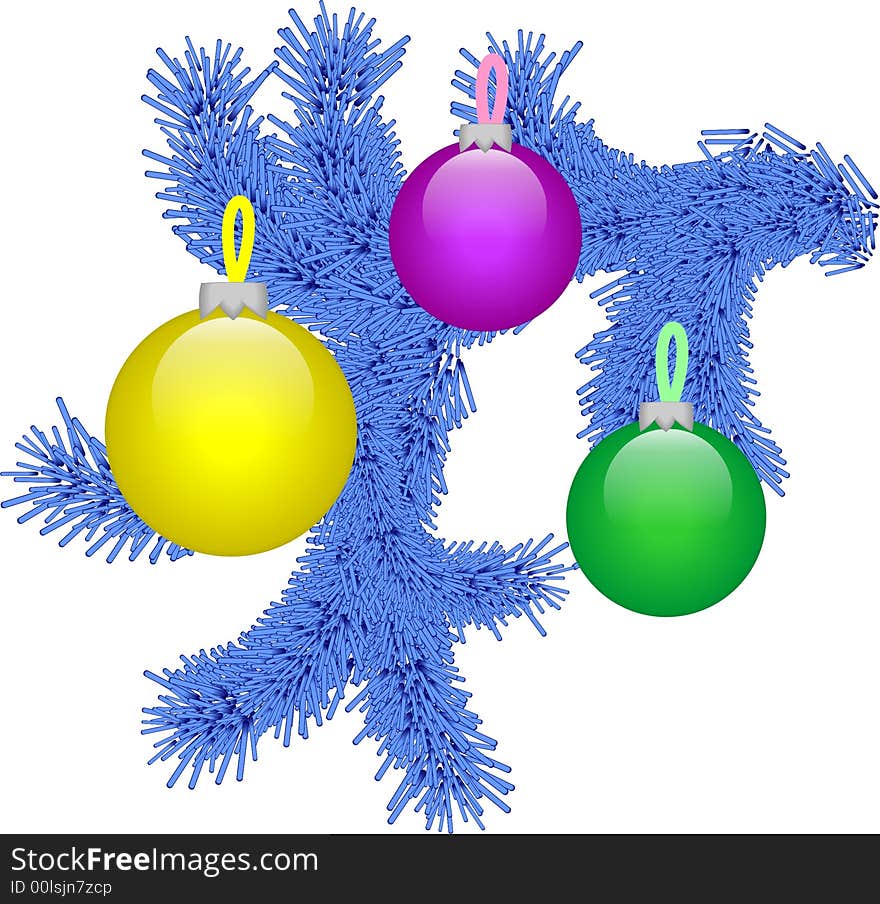 Celebration of new year with beautiful pine-tree and decorations. Celebration of new year with beautiful pine-tree and decorations