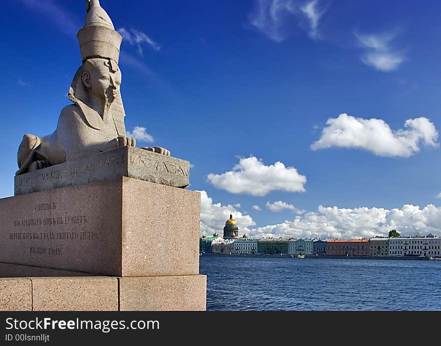 Stone sphinx statue in saint-peterburg