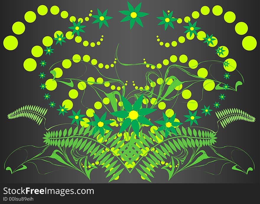 Modern green background with waves,leafs and flowers, vector illustration. Modern green background with waves,leafs and flowers, vector illustration