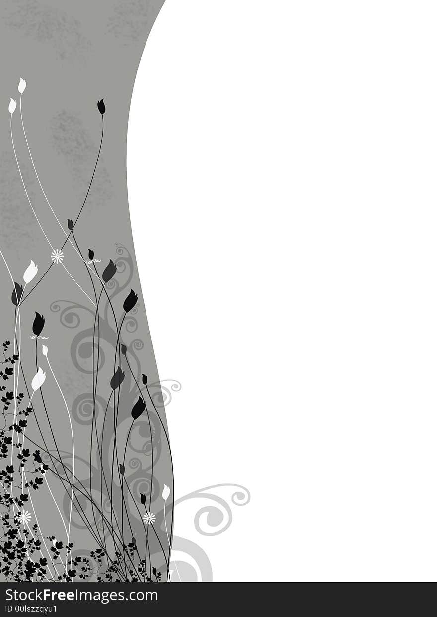 Grunge floral background black and white. Grunge floral background black and white