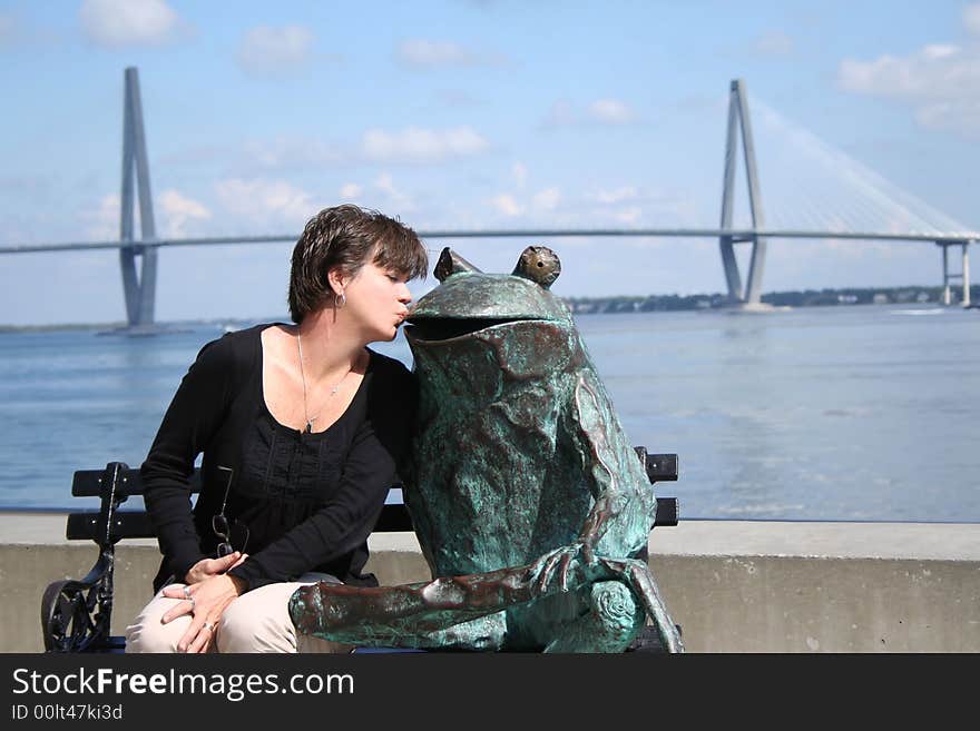 Photo shot of me kissing a frog statue outside an aquarium in South Carolina. Photo shot of me kissing a frog statue outside an aquarium in South Carolina