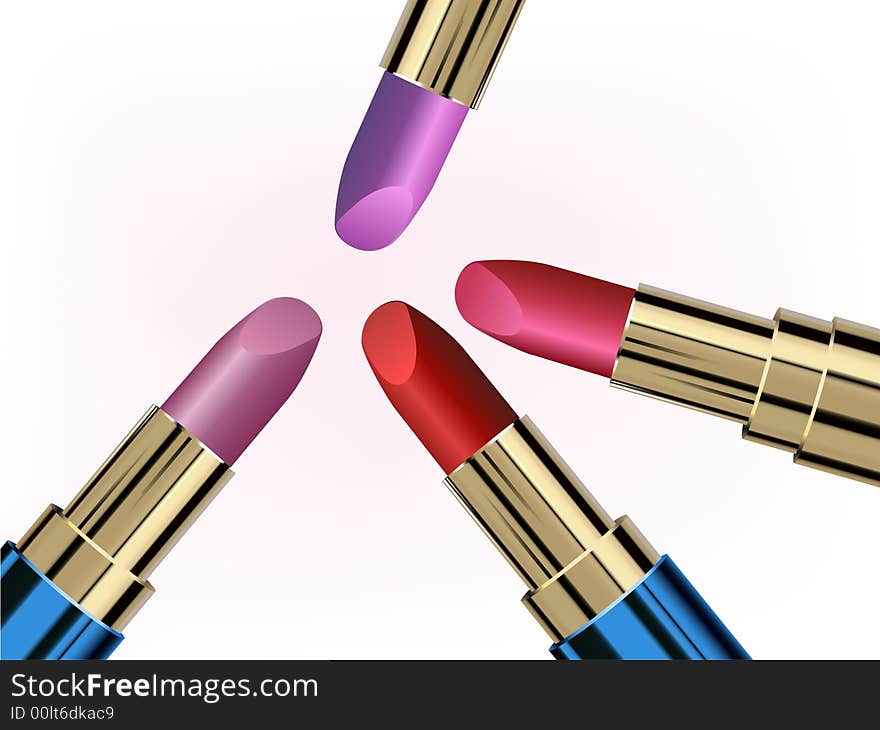 Illustration of different colors' lipsticks. Illustration of different colors' lipsticks.