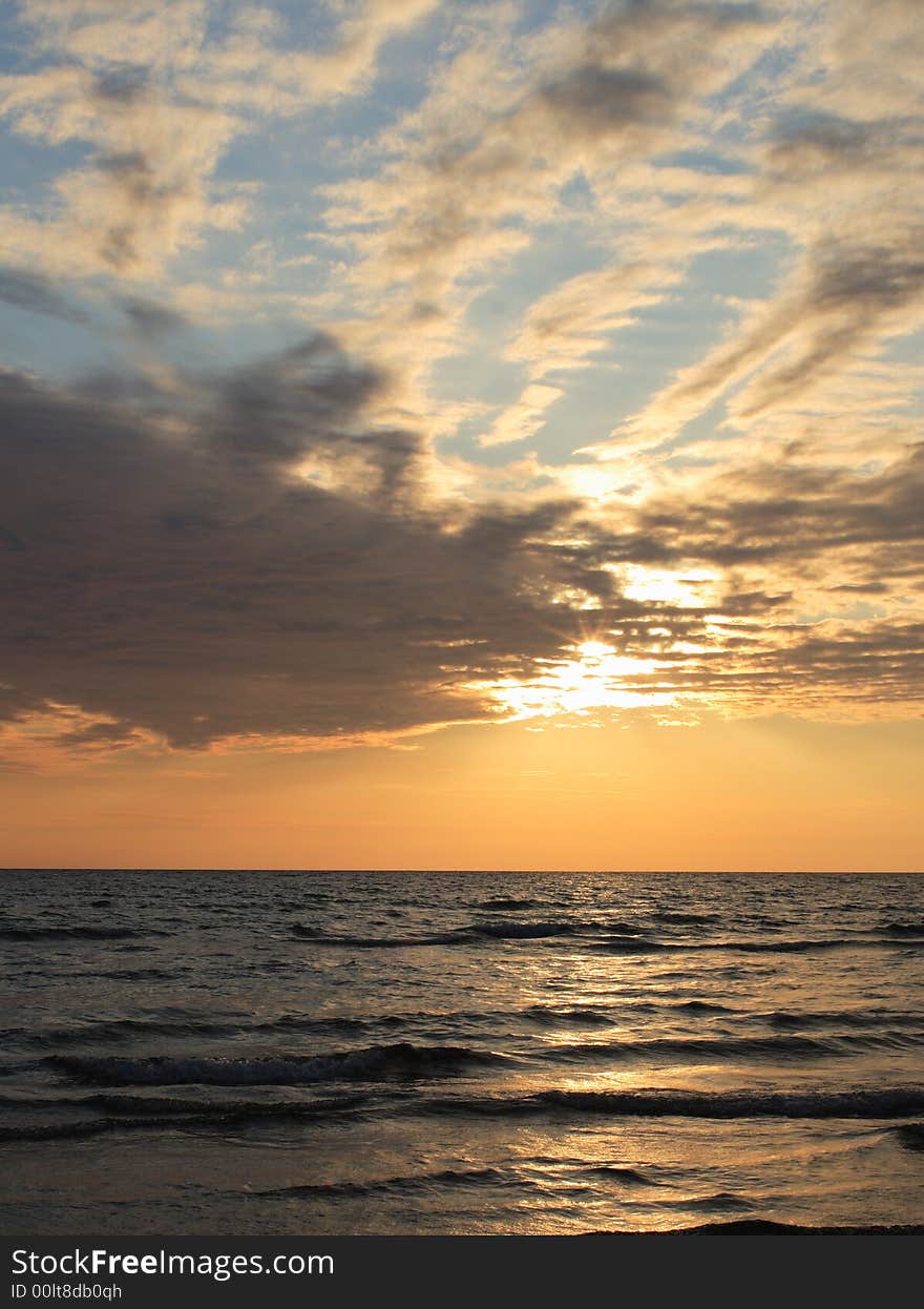 Sunset with cloud in Sauble beach