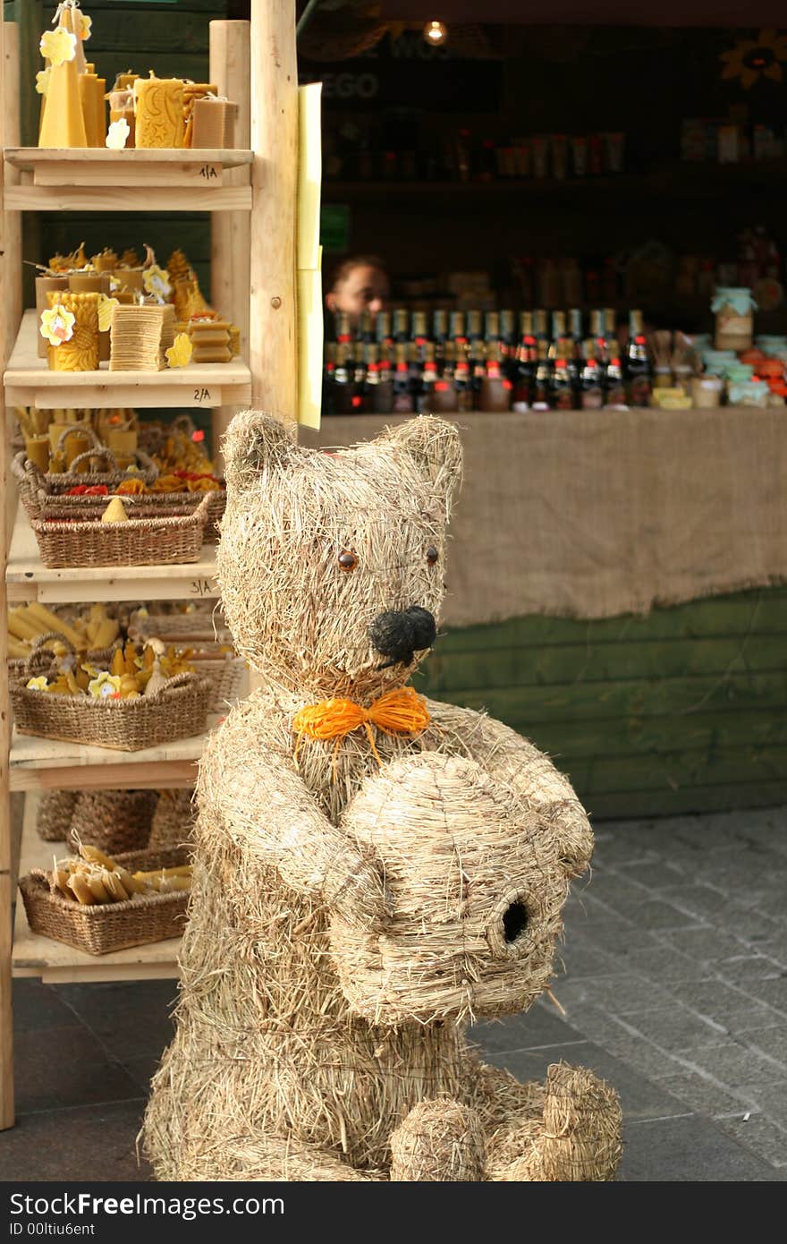 A huggable and lovable teddy bear made of straw