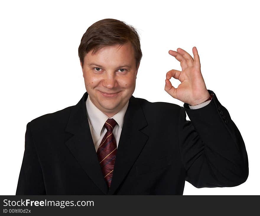 Businessman holding up an OK