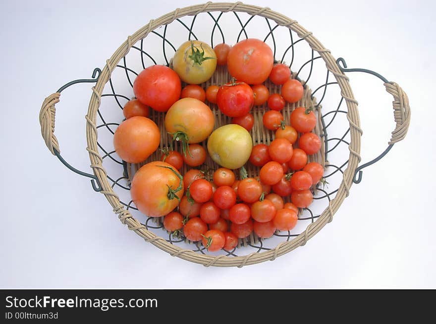 Fresh Tomatoes in Wire Basket