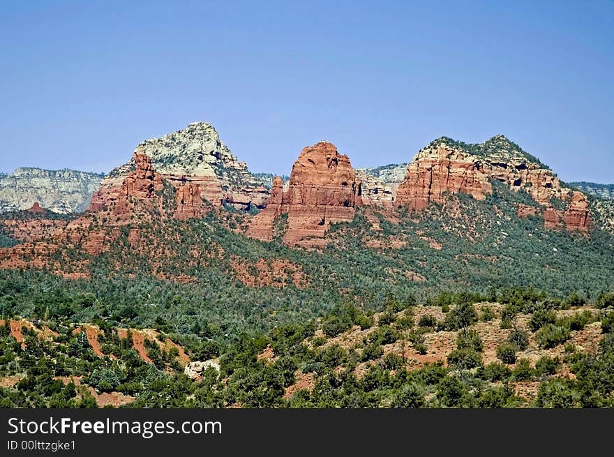 The sedona mountains showing the layers of rock. The sedona mountains showing the layers of rock