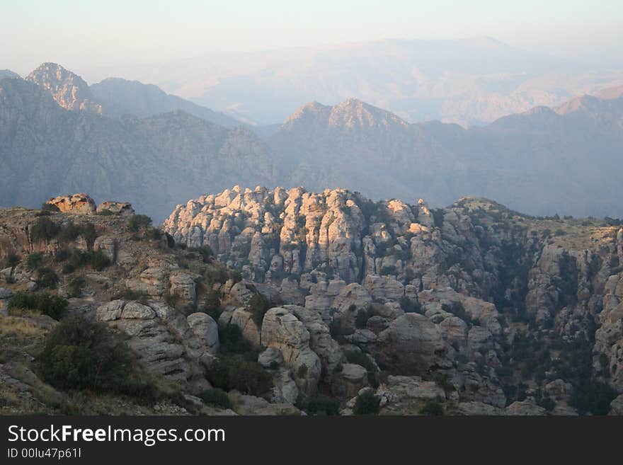 A wildlife mountains located in Dana, A village in the mountains of Dana, near the city of Tafilah, Jordan, Middle East, it is quiet and beautiful place. A wildlife mountains located in Dana, A village in the mountains of Dana, near the city of Tafilah, Jordan, Middle East, it is quiet and beautiful place