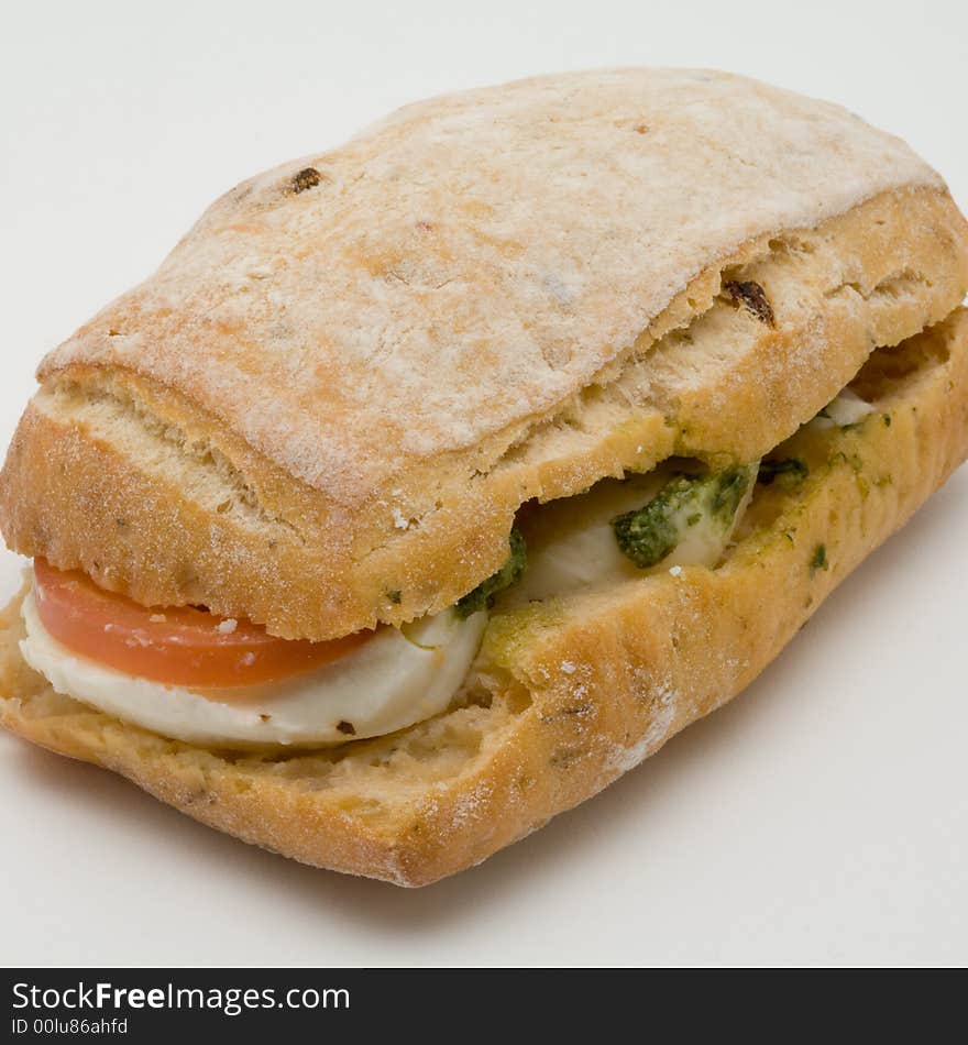 Gourmet sandwich on a white background