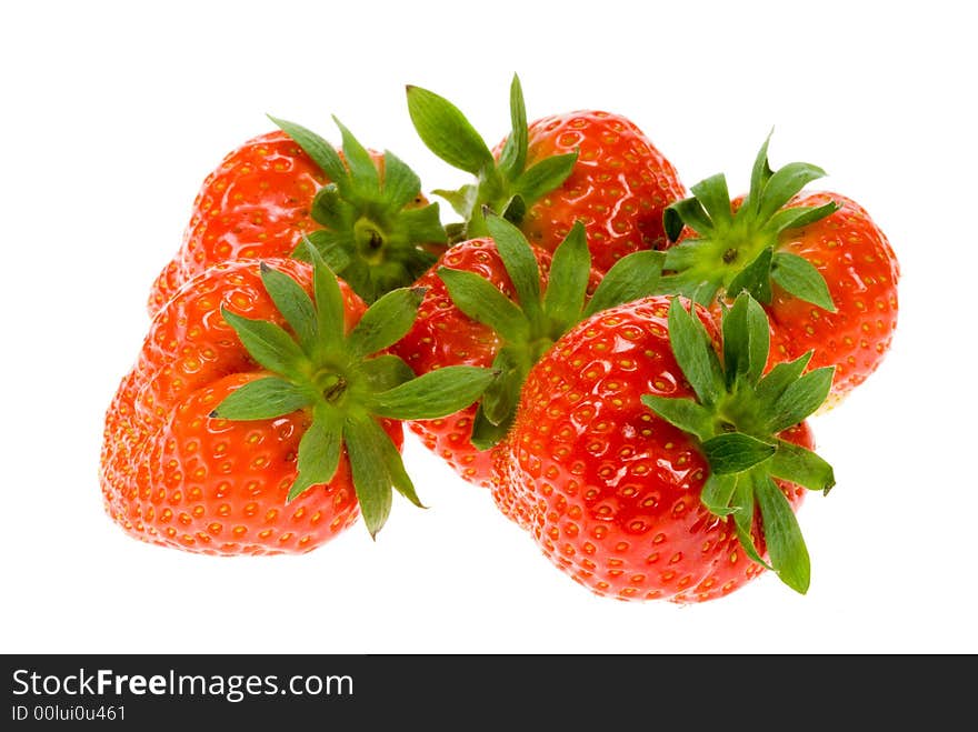 Fresh strawberries isolated on white