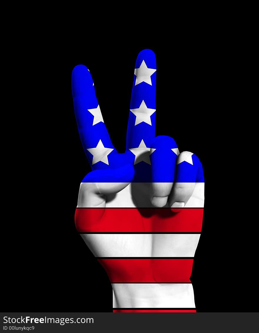 An victorious symbolic hand with the American flag, a good conceptual image for patriotic Americans. An victorious symbolic hand with the American flag, a good conceptual image for patriotic Americans.