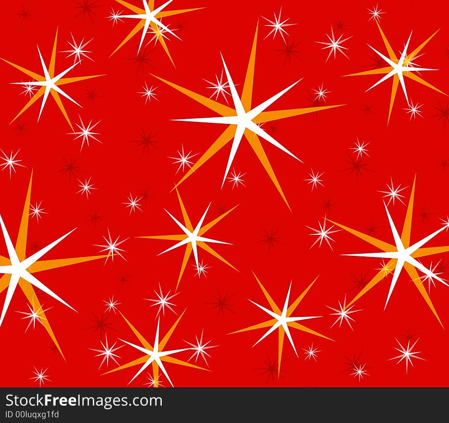 A background illustration featuring twinkling sparkling stars set against red background. A background illustration featuring twinkling sparkling stars set against red background